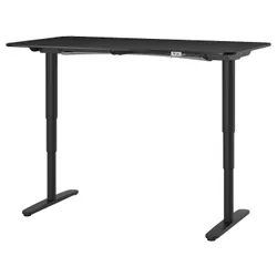IKEA BEKANT(992.818.12) стіл з регулюванням висоти, чорний/чорний ясеневий шпон