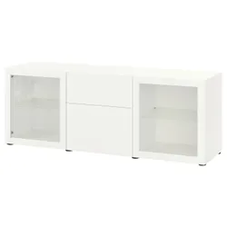 IKEA BESTÅ (093.251.08) комбинация с выдвижными ящиками, белый Лаппвикен/Синдвик белый прозрачное стекло