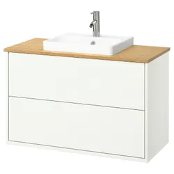 IKEA HAVBÄCK / ORRSJÖN(595.215.31) тумба під умивальник з ящиками/мийкою/змішувачем, білий/бамбук